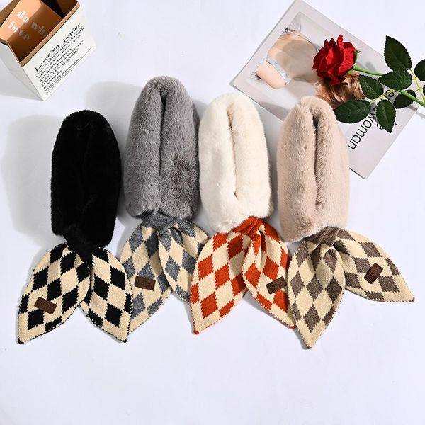 

scarves 2021 warm faux fur neck winter thick collar scarf neckerchief women knitted scarfs for ladies wholesale drop, Blue;gray