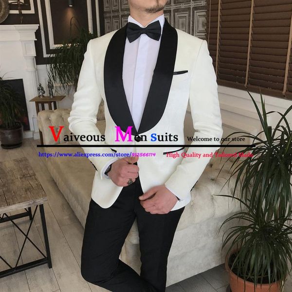 

men's suits & blazers (jacket+pants) 2 pieces 2022 ivory velvet business royal blue groomsmen suit tuxedo groom wedding trousers, White;black
