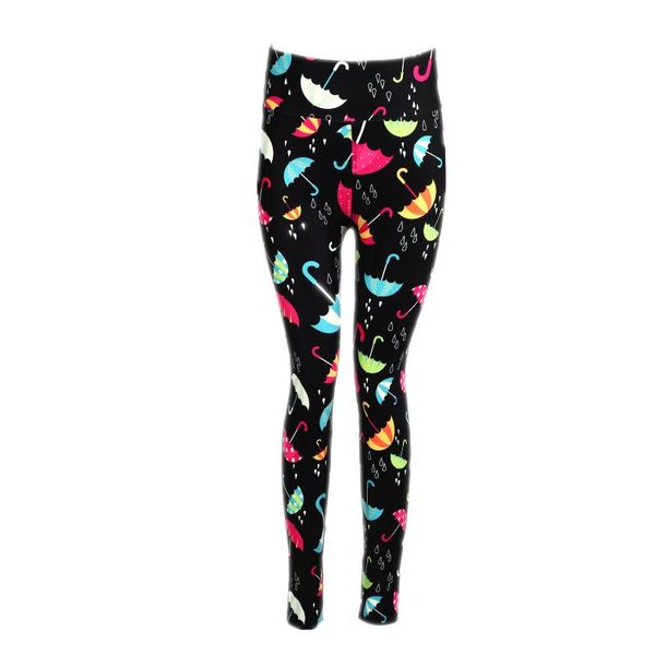 

women's leggings mommy daughter children girls umbrella, Black