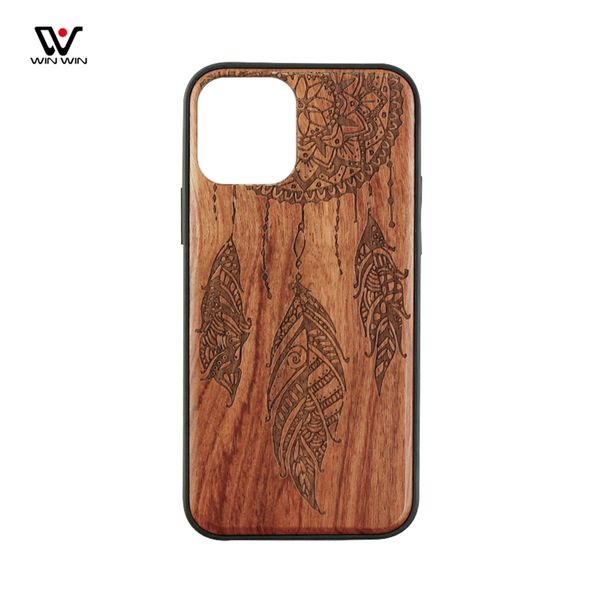 Custodie per telefoni antiurto in legno TPU di alta qualità più vendute per iPhone 6 7 8 Plus 11 12 Design Logo personalizzato Cover posteriore per elefanti