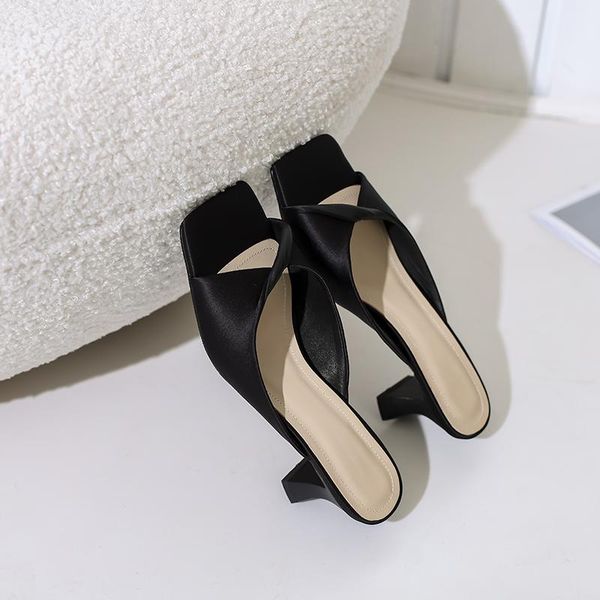 

slippers egtpinaop summer ladies 2021 high heels women's fashion elegant black sandals elastic fabric rubber outsole outdoor