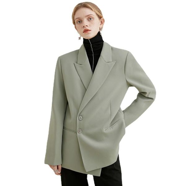 

women's suits & blazers green irregular big size casual for women elegant lapel long sleeve loose fit and jackets fashion spring autumn, White;black