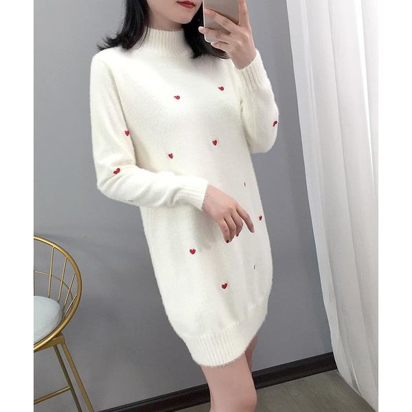 

faux mink fleece knitted sweater pullover women's autumn winter knisweaters dress jumper women soft elegant bottoming shirt sweaters, White;black