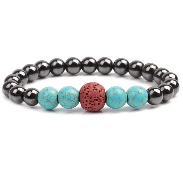 

handmade natural stone beaded strands elastic charm bracelets for men women party club decor yoga jewelry, Black