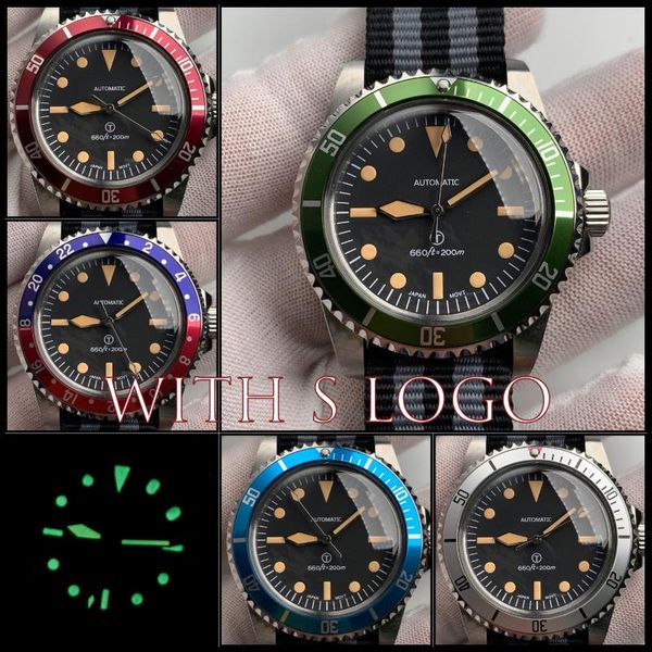 

wristwatches sward hands mechanical waterproof 40mm automatic watch japanese luminous acrylic stainless steel case nh35 men's nylon str, Slivery;brown