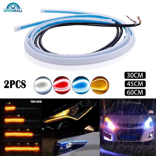 

emergency lights sequential 2pcs flexible strip signal slim waterproof car drl