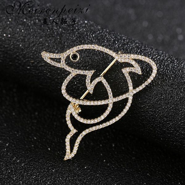 

pins, brooches meirenpeizi fashion cute blue dolphin for women rhinestone inlay winter dress coat hat brooch pins jewelry gifts, Gray