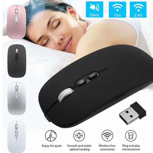 

wireless mouse led back light optical 5 buttons 1600 dpi usb rechargeable mute for pc lapand office 2021 mice