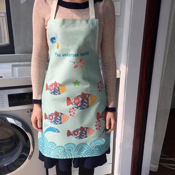 

aprons light color cartoon apron simple european style polyester kitchen cooking baking barbecue household cleaning tools