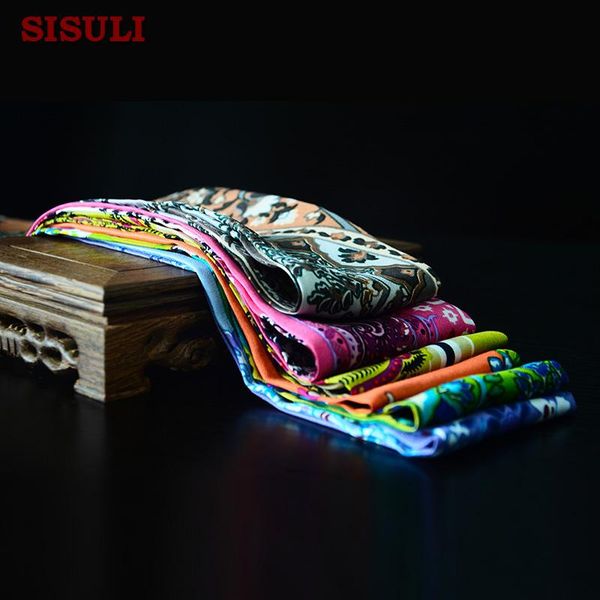 

scarves [long scarf]100% silk twill long ties pure fabric floral printed pattern fashion, Blue;gray