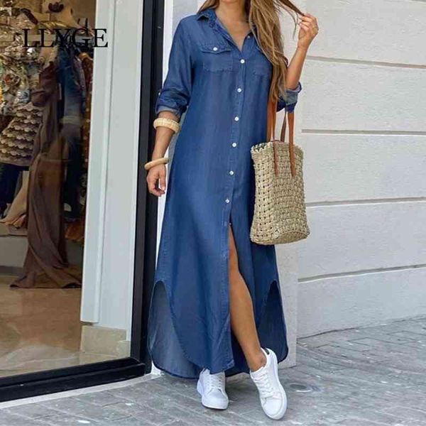 

letter camouflage printed long dress women split long sleeve casual loose female maxi dresses summer fashion lady vestidos 210401, Black;gray