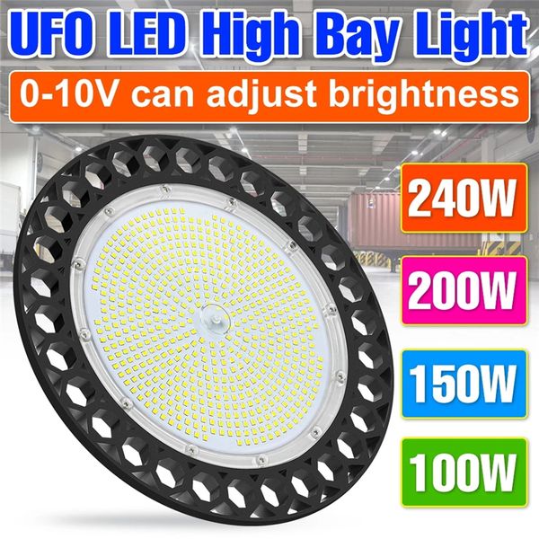 UFO LED High Bay Light Garage Lamage Промышленное освещение Водонепроницаемая мастерская лампа AC100-277V Складские потолочные светильники 100W 150W 200W 240W