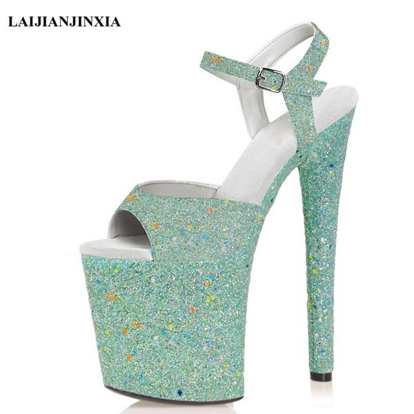 

sandals fetish bling fashion 20 cm super high stripper heeled pole dance shoes 8 inches nightclub women's platform, Black