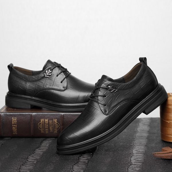 

jiuxun men's shoes | busins leather british casual drs men, Black