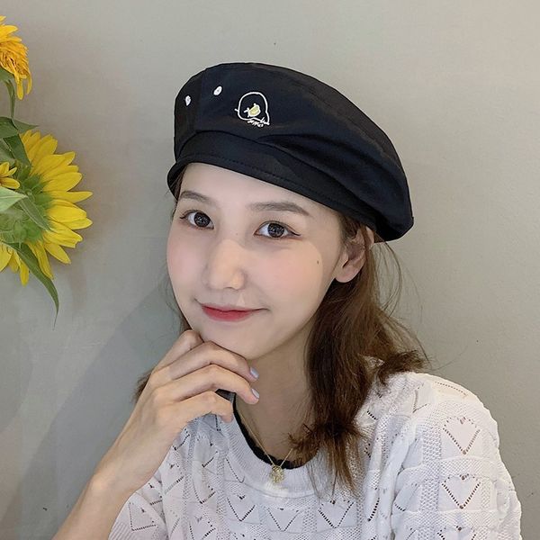 

beret women's summer thin breathable black british designer fashion bud hat, Yellow