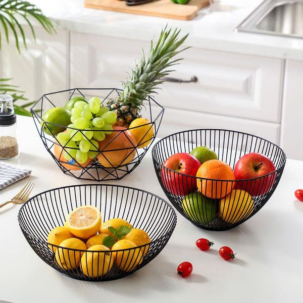 

dishes & plates basket container bowl metal wire kitchen drain rack fruit vegetable storage holder snack tray table