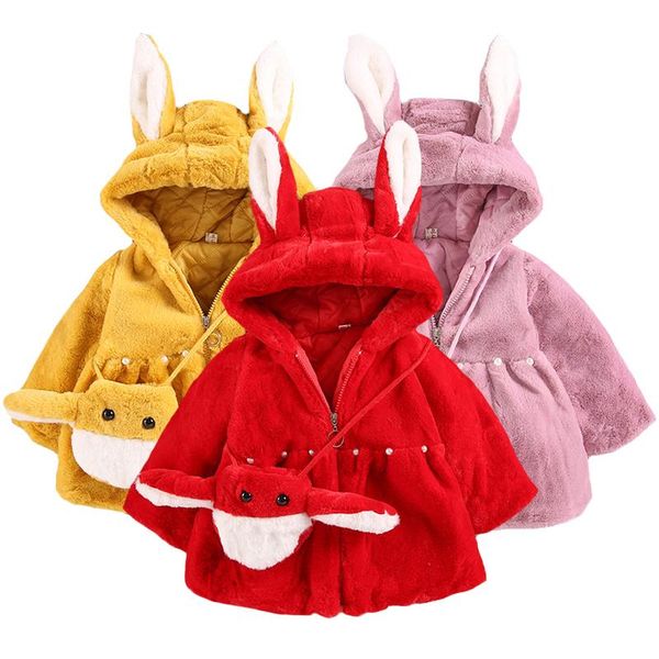

jackets 2021 winter keep warm girls jacket cartoon cow with a bag cute plush hooded coat for kids children birthday christmas present, Blue;gray
