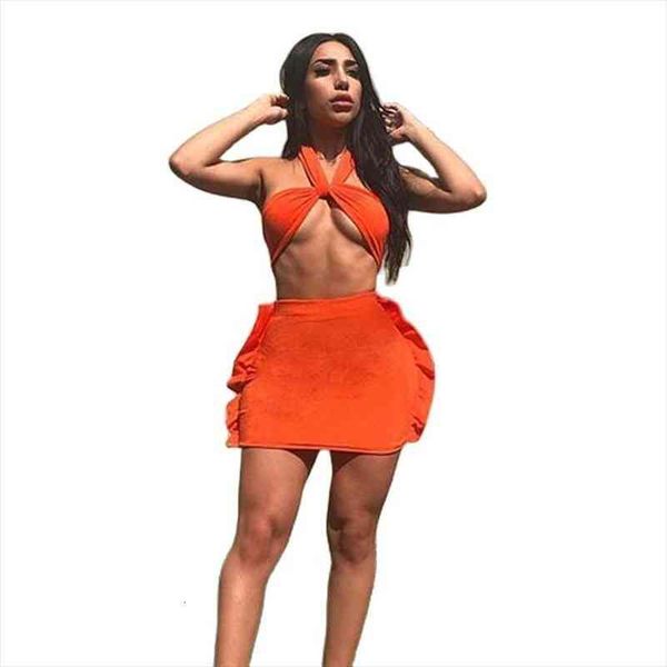 

valentine cotton orange ruffles mini skirt set women snug party club clothes ladies strapless cute good quality, Gray