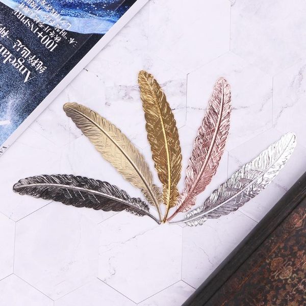 

bookmark creative retro feather shaped metal page marker for books office school