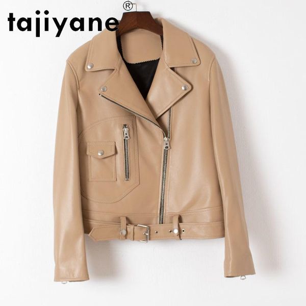 

women's leather & faux clothes real for women ladies genuine sheepskin jackets spring autumn black jacket biker femme veste tn1997