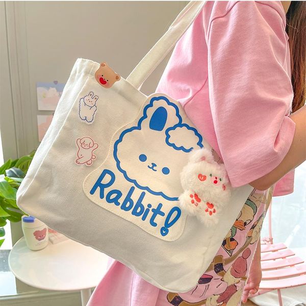 

evening bags kawaii shoulder bag for girls large capacity ins style canvas handbag student school 2022 shopping female mo193