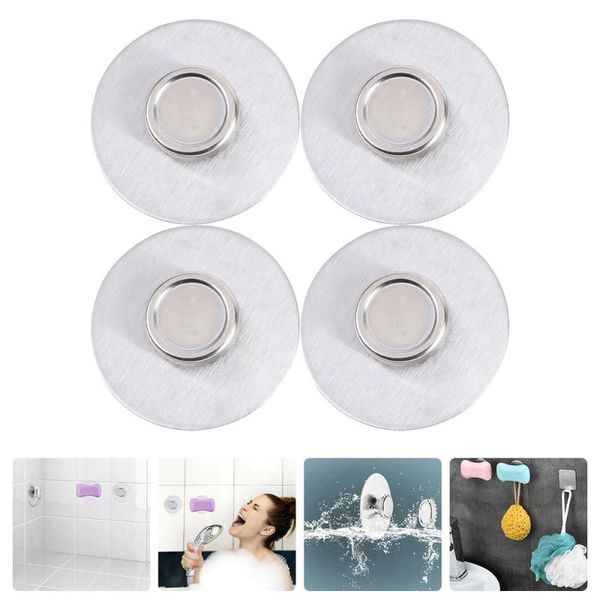 

soap dishes 4pcs wall-mounted magnetic suction holder cup (silver)