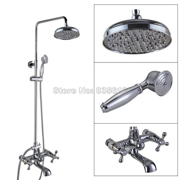 

contemporary bathroom rainfall shower faucet set with 8 inch head chrome brass finish bathtub mixer tap wall mount wcy324 sets