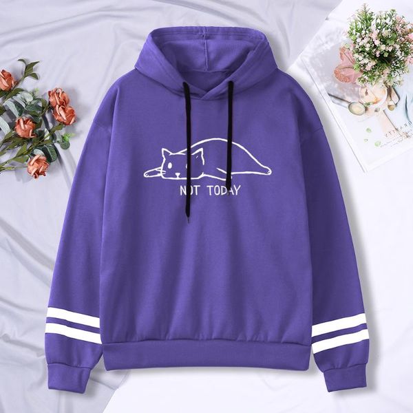 

men's hoodies & sweatshirts lazy cat printing mens hooded autumn warm fleece stripe cuffs hip hop hoodie street casual women's clo, Black