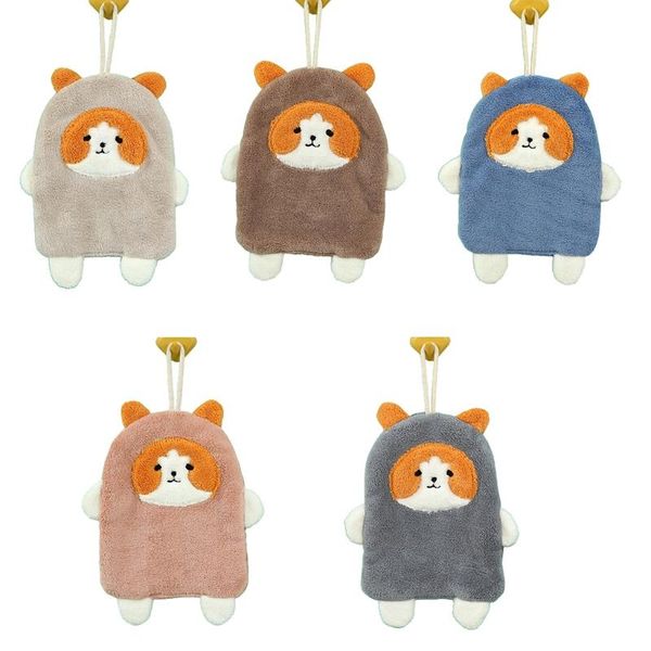 

towel r2ld cartoon animal lovely dog wipe absorbent hanging wash hands soft plush handkerchief clean cloth