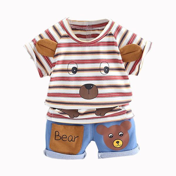 

summer children out clothes baby boy short sleeve t shirt+ denim shorts 2pcs/sets infant outfit kids clothing toddler tracksuit sets, White