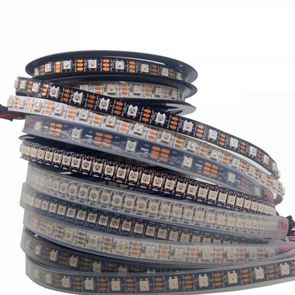 

30/60/144leds/m led strips individually addressable rgb smart pixel strip1m/3m/4m/5m ws2812 ic black/white pcb