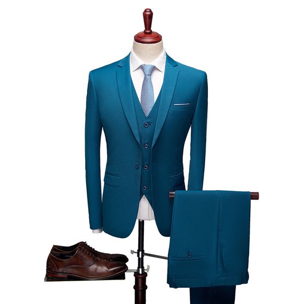 

men's suits & blazers male business suit, casual groom, office uniform suit banquet three unique pieces breasted two buttons., White;black