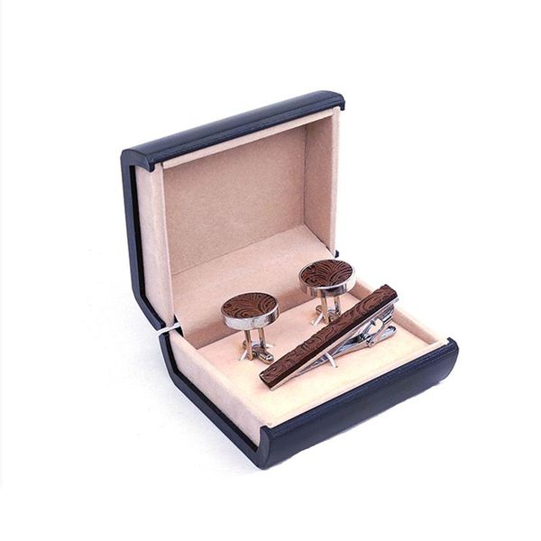 

cuff link and tie clip sets wood cufflinks clips gift box combo set links for mens relojes gemelos men pin fashion jewelry, Silver;golden