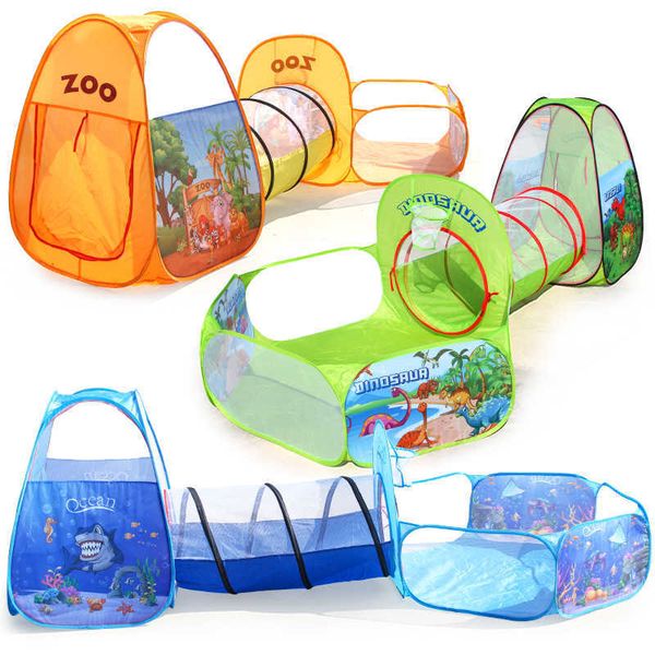 

children tent six corner ball pool game house baby dinosaur beach five piece set, Blue