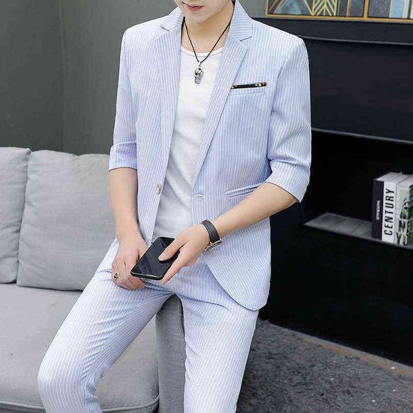 

luxury men's suits blazers suit men's korean version two-piece et fashion thin section small wt decoration body style youth leisur, White;black