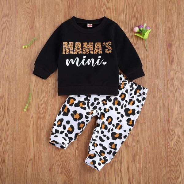 

clothing sets pudcoco born baby clothes letter print long sleeve round neck pullover leopard pants 2pcs outfits boy girl set, White