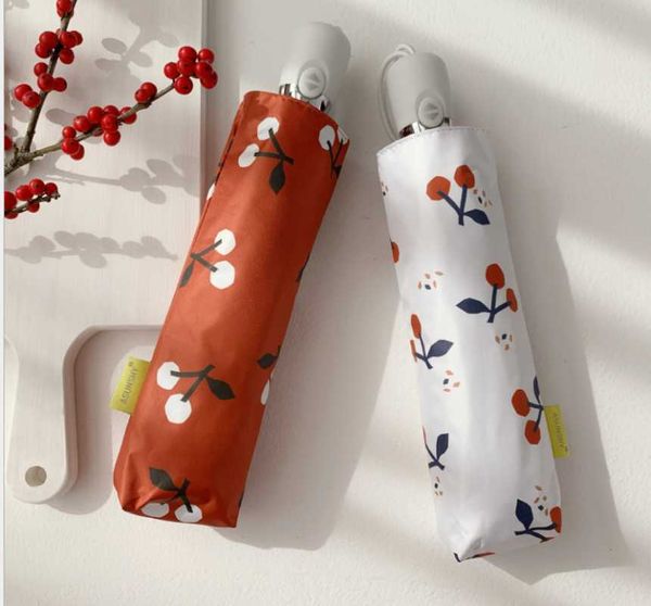 

umbrellas automatic umbrella sun protection waterproof cherry pattern personality strong stand rain&sun cute parapluie