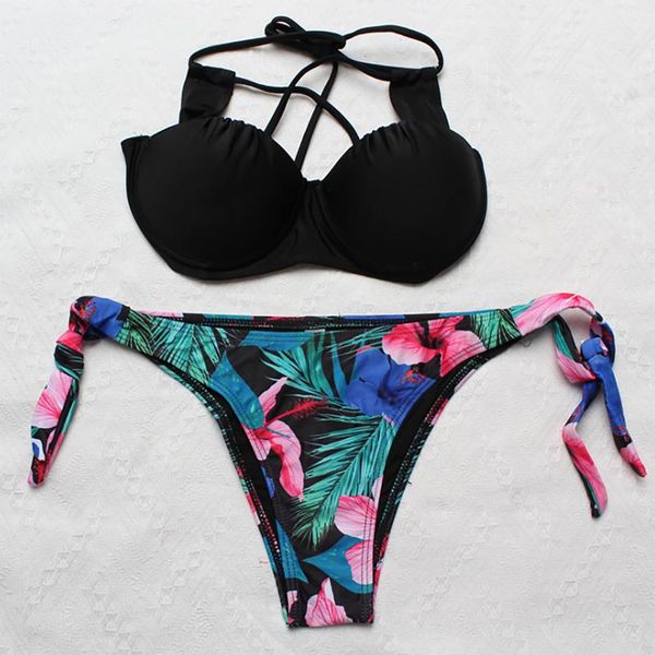 

women's swimwear bikini femme petite taille 2021 xl size stamping fabric swimsuit set women swimming, White;black