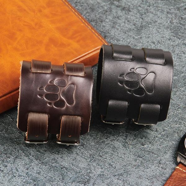 

tennis 2021 men's bracelet leather foot palm double european and american denim style fashion domineering, Golden;silver
