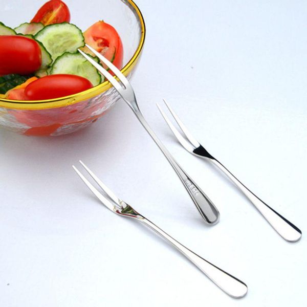 

forks portable cocktail salad fruit kitchen tableware 304 stainless steel fork with round handle dessert cake ice cre