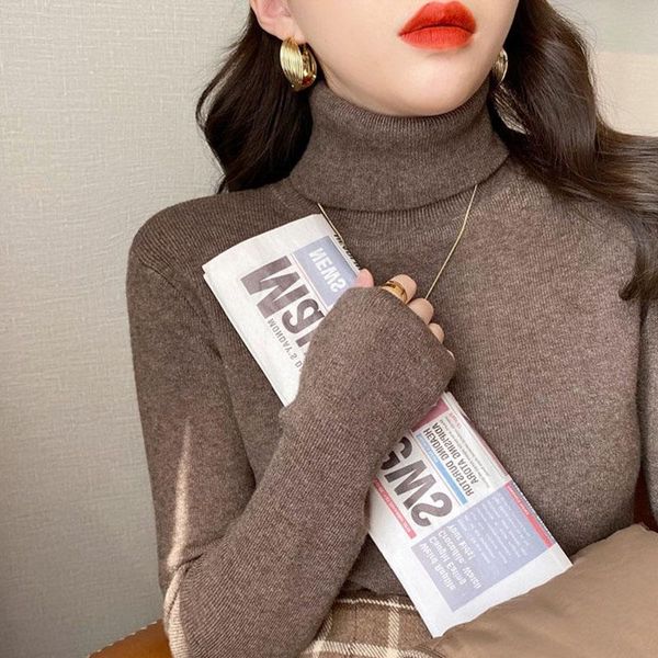 

women's sweaters bottomed sweater 2021 knitting thickened slim mujer blusas femininas solid drop pullover 1468, White;black