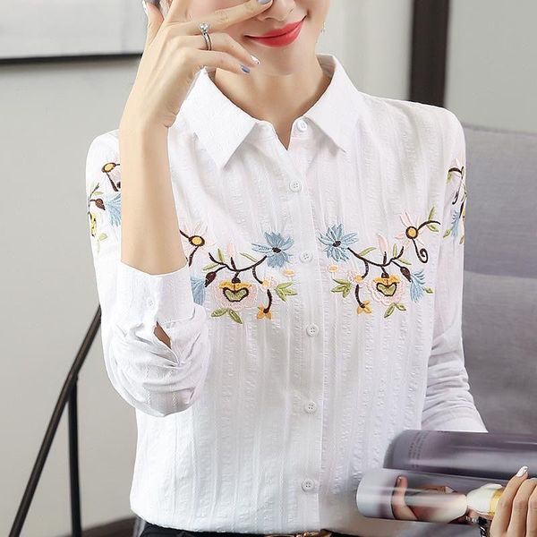 

women's blouses & shirts women blouse embroidered shirt spring summer clothing white female ol blusas ropa de mujer
