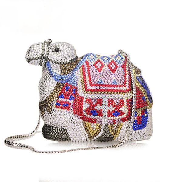 

evening bags fashional animal women crystal purse camel bridal wedding party prom handbags metal mini box clutch bag