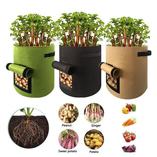 

plant grow bags fruit vegetable potato pot planting bag home garden pe fabric plants growing moisturizing 4/7/10 gallon planters & pots