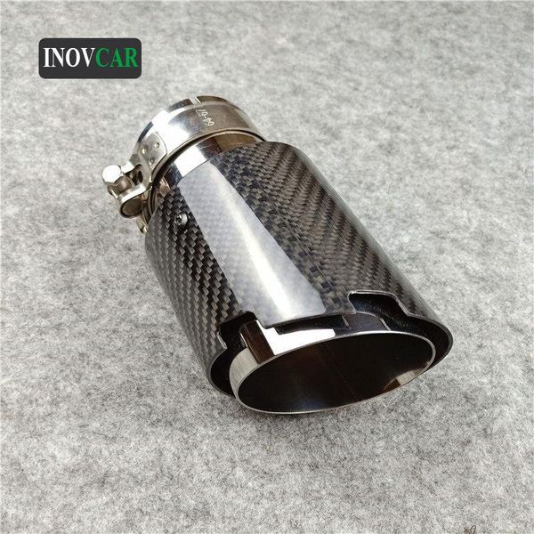 

motorcycle exhaust system 1pc od 89mm 3.5'' car glossy carbon muffler tip tail end stainless steel straight flange for universal