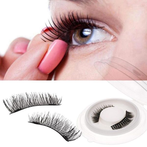 

4pcs/pair magnetic eyelashes 3d false with 2 magnets handmade natural lashes extension gift box #2820481