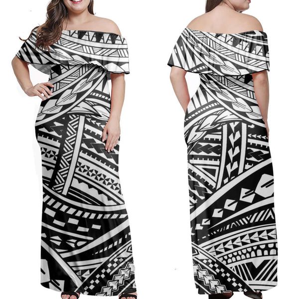 

new one shoulder polynesian dress tonga long skirt large skirt, Black;gray