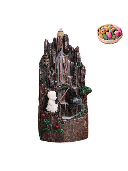 

fragrance lamps resin backflow incense burner landscape home decor yoga meditation censer waterfall with 50 cones