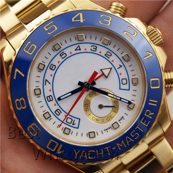 

Gold Watches Men YACHT Automatic Movement Multifunction MASTER 44mm Mechanical Mens Stainless Steel Watch Sapphire Glass Wristwatch 3 Color, Box