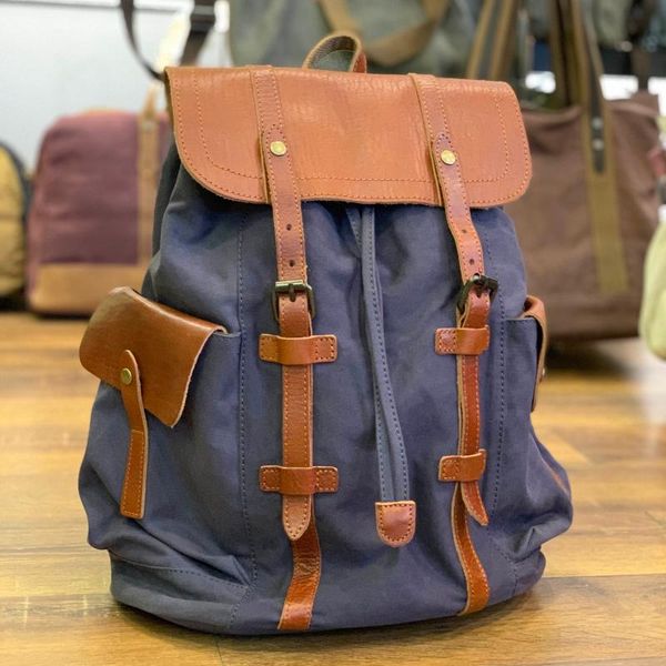 

backpack retro pixel men grey large cotton drawstring leather lapgenuine